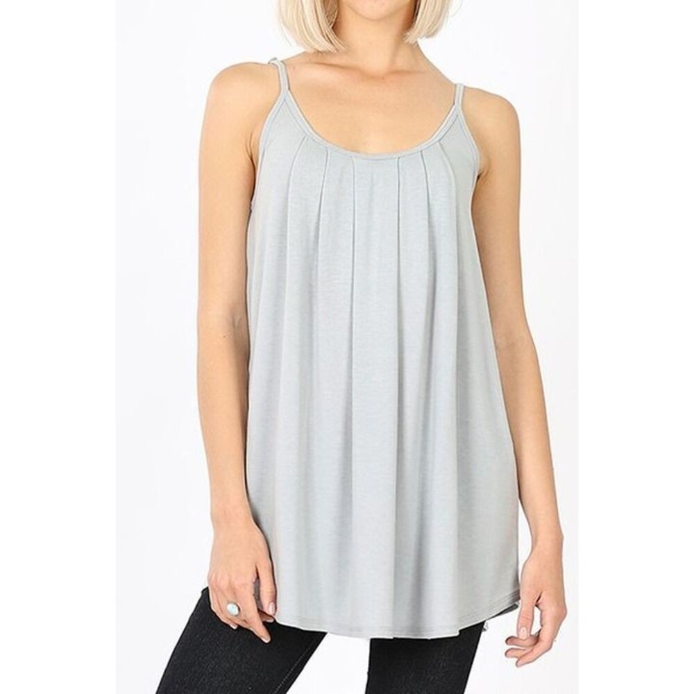 New!!  Size Medium Zenana Pleated Scoop Neck Cami w/Adjustable Straps